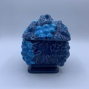 Vintage Inarco Mood Blue Small Ceramic Canister Japan
